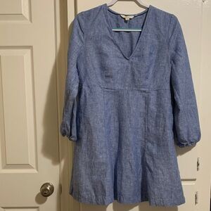 Blue V-Neck Long Sleeve Boden Dress